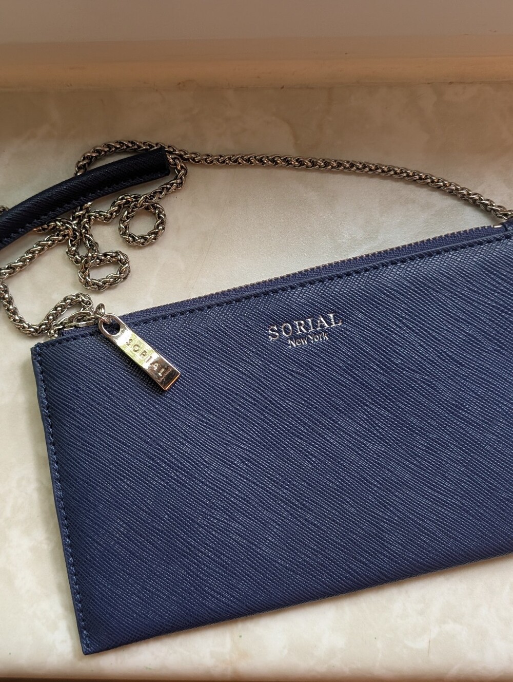Sorial New York Navy Crossbody Mini Purse or Wallet with Chain Strap